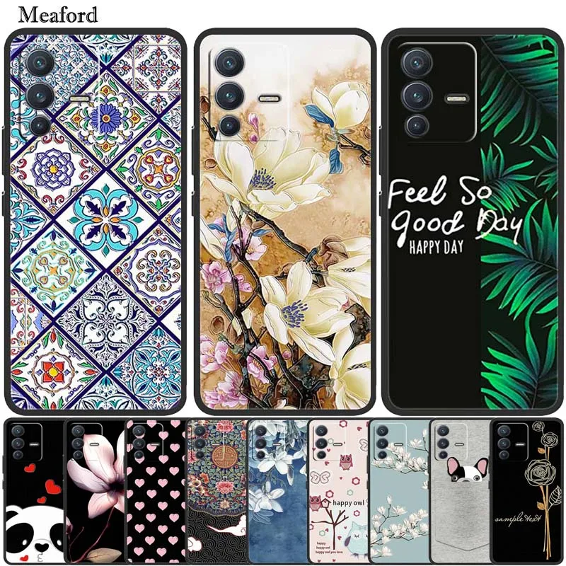 For Vivo V23 5G Case 3D Flower Emboss Luxury Soft Silicone Phone Back Cover Case For Vivo S12 V2162A V2130 Funda Bumper Coque