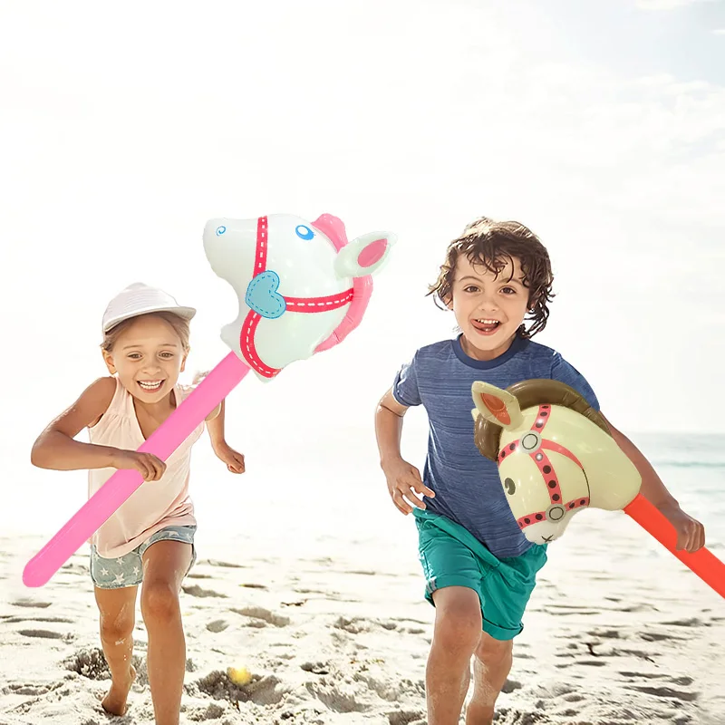 Nuevo adorno de juego de fiesta de caballo inflable para niños, globo inflable con cabeza de caballo, regalo de cumpleaños