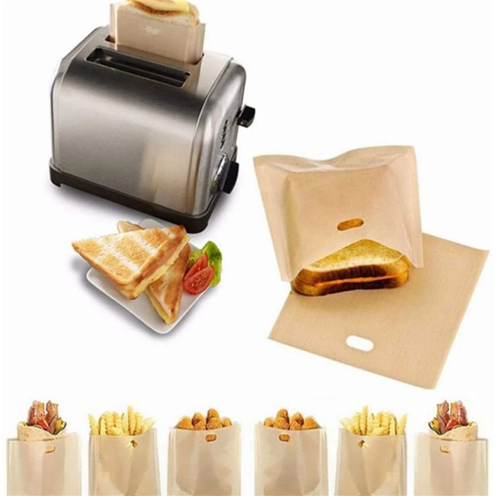 SEWS-10 Pcs Toaster Bags, Non Stick Toaster Storage Bags Reusable Snacks Bags For Microwave Grill Toaster
