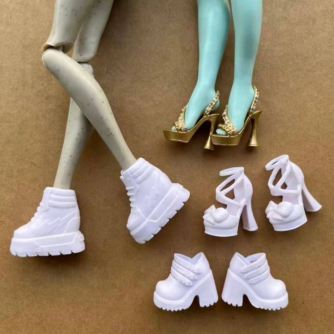 Zapatos de muñeca arcoíris, sandalias originales, piezas coloridas, zapatos de muñeca monstruo, oro blanco, nuevas piezas originales para muñecas