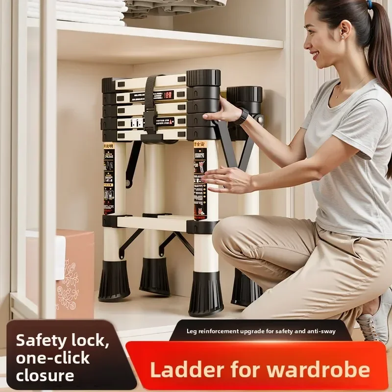 Heavy Duty Portable Storage Ladder for Home Multifunction Ladder Telescoping Indoor Frame Ladder Multifunctional Dual Handrails