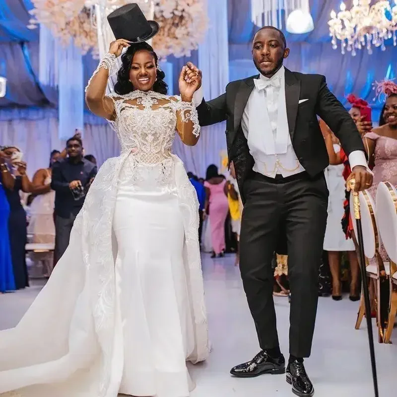 تخصيص النيجيري حورية البحر دبي كم طويل بالإضافة إلى حجم البلد فستان الزفاف أثواب الزفاف 3D زين Overskrit