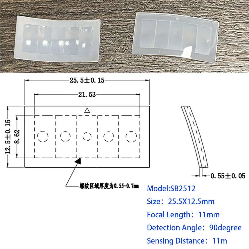 1PCS Óptico HDPE Fresnel Lente De Indução Infravermelha Do Corpo Humano Lente PIR Distância Focal 25mm 23mm Distância15m 16m