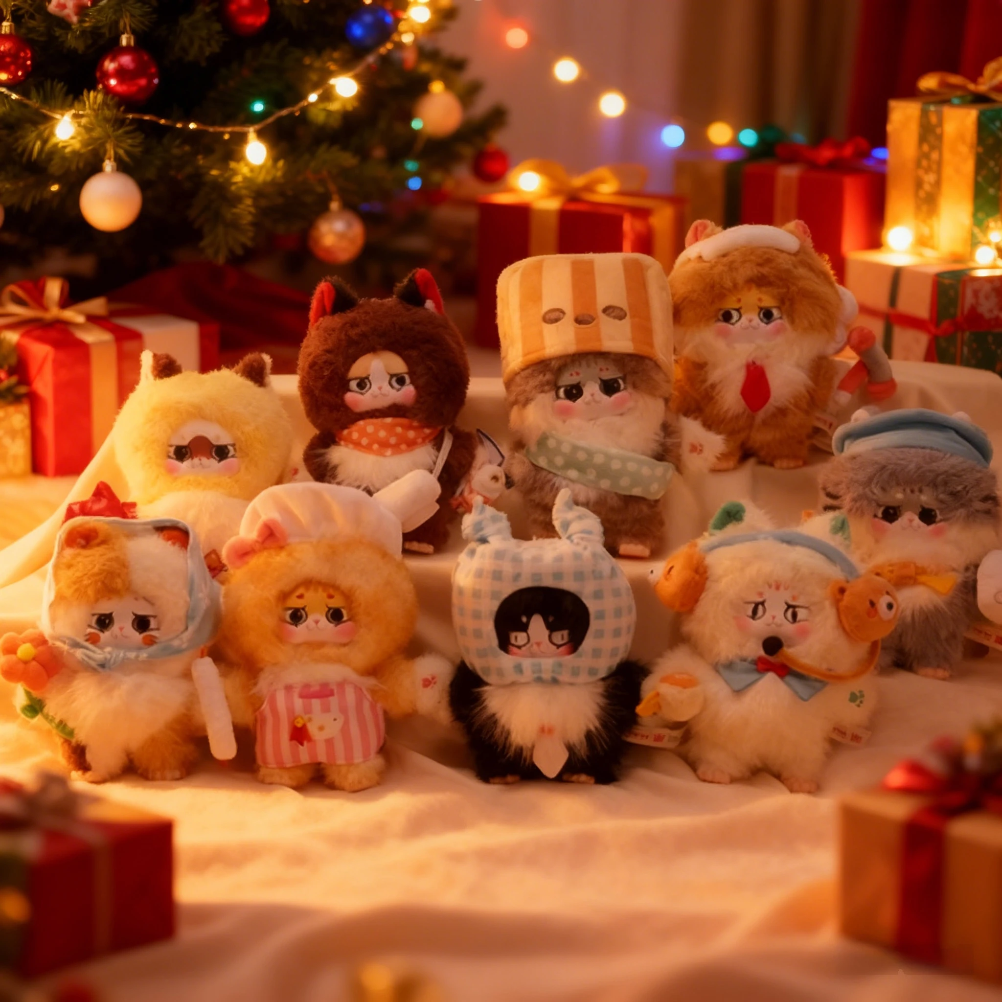 

【Рождественский подарок】Baby Three The Cat Lord's Workplace Story Series, плюшевая глухая коробка, милая кукла-кошка, подвеска для украшения рождественской елки