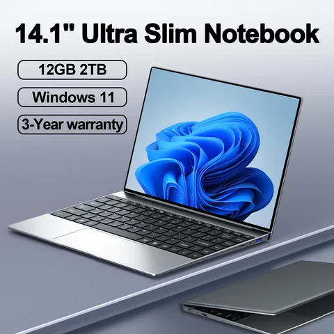 14.1인치 접이식 슬림 노트북 게이머 Windows 11 Intel N4000 180 ° 12GB RAM 512GB 1TB SSD 1920*1080 사무실 학습 컴퓨터 PC