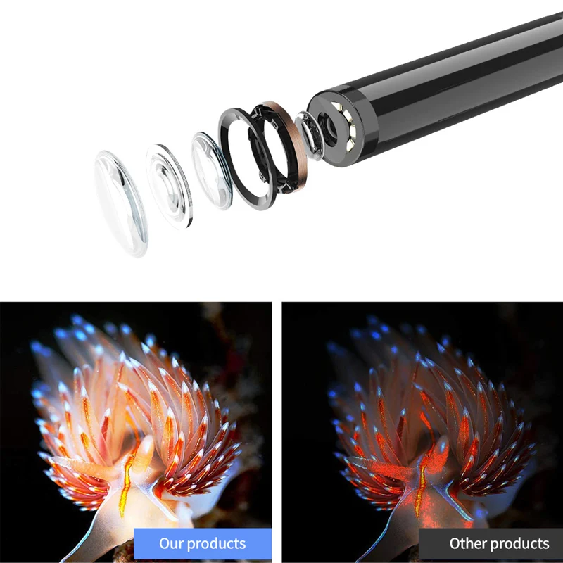 Endoscope Camera USB-C Borescope Inspection Camera with 6 LED Lights Flexible Waterproof Snake Camera for OTG Android Phone PC