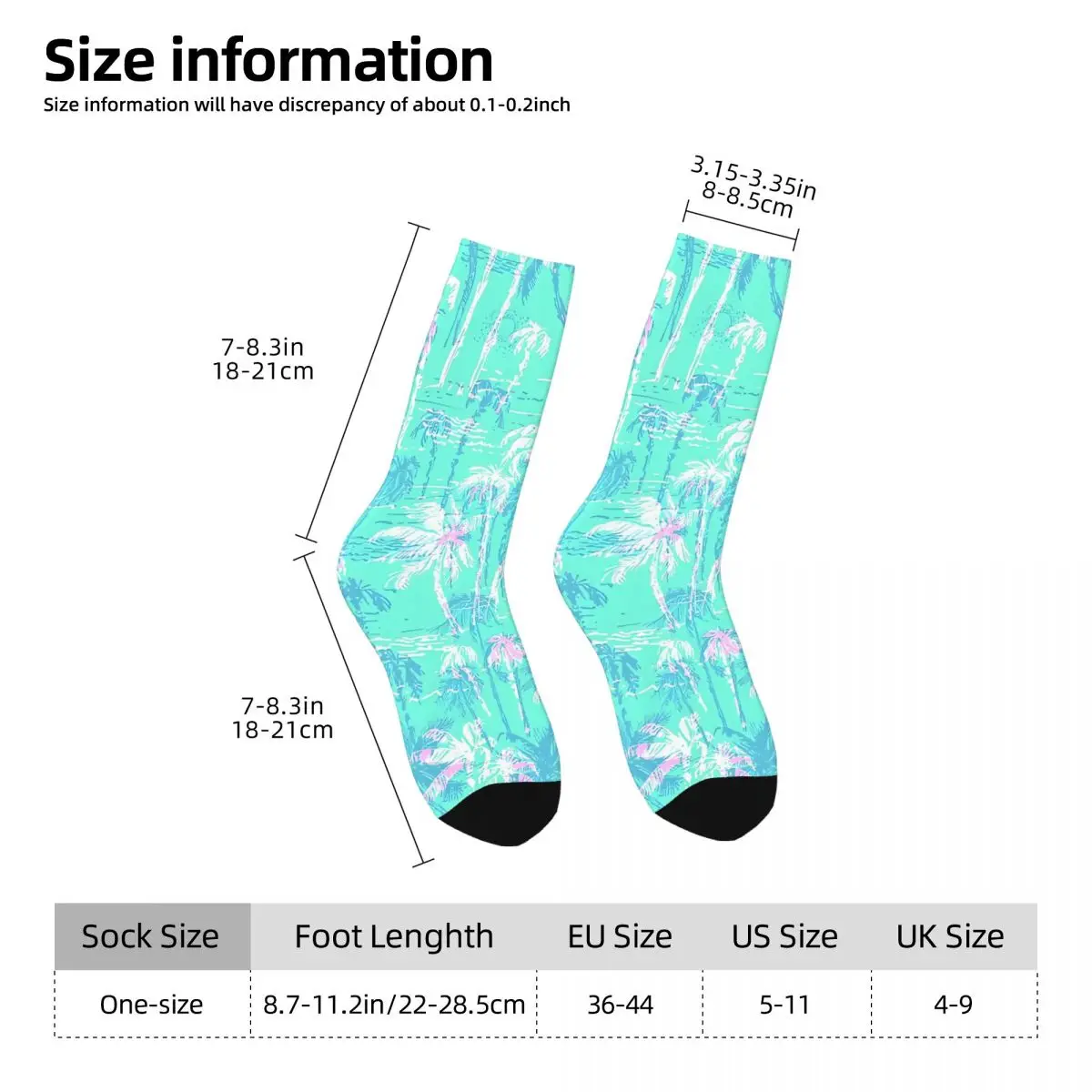 Vibrant Mint And Pink Palm Tree Beach Tropical Socks Travel 3D Print Boy Girls Mid-calf Sock