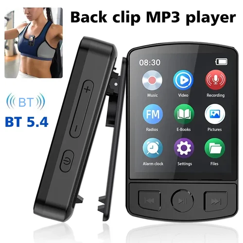 Mini Walkman con Clip deportivo portátil, reproductor de MP3 de 1,8 pulgadas, Bluetooth 5,2, reproductor de música MP4, compatible con libros electrónicos/recordadores/radios FM/relojes