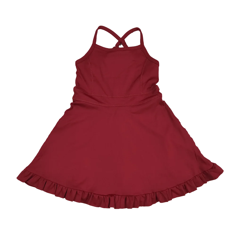 

9.10 летние платья для маленьких девочек, темно-красные шорты на бретелях для маленьких девочек, спортивные платья длиной до колена для йоги