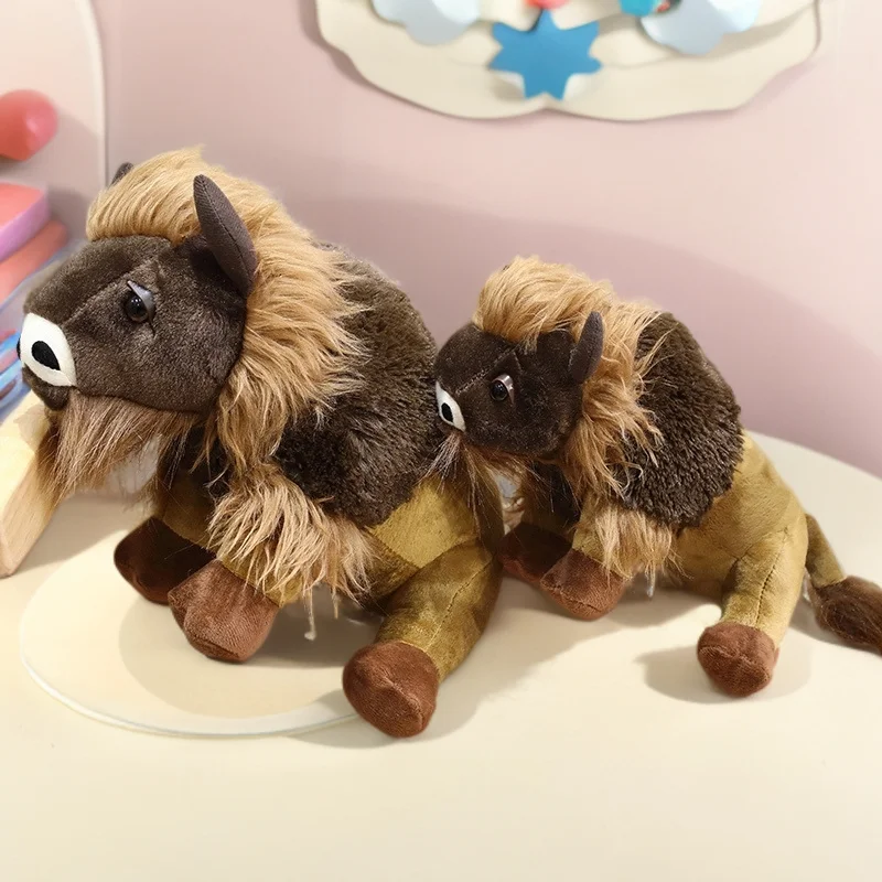 25–35 cm INS wie echtes Bison-Plüschtier, Stofftier, Wildtier, Rinder, simulierter Büffel, Heimdekoration, Geburtstagsgeschenke für Kinder und Mädchen