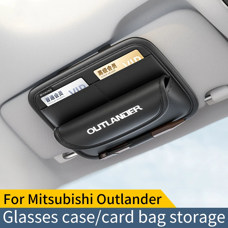 For Mitsubishi Outlander Car Sunshade Multifunctional Storage Bag Car Glasses Clip Card Bag Ticket Receipt Storage Bag