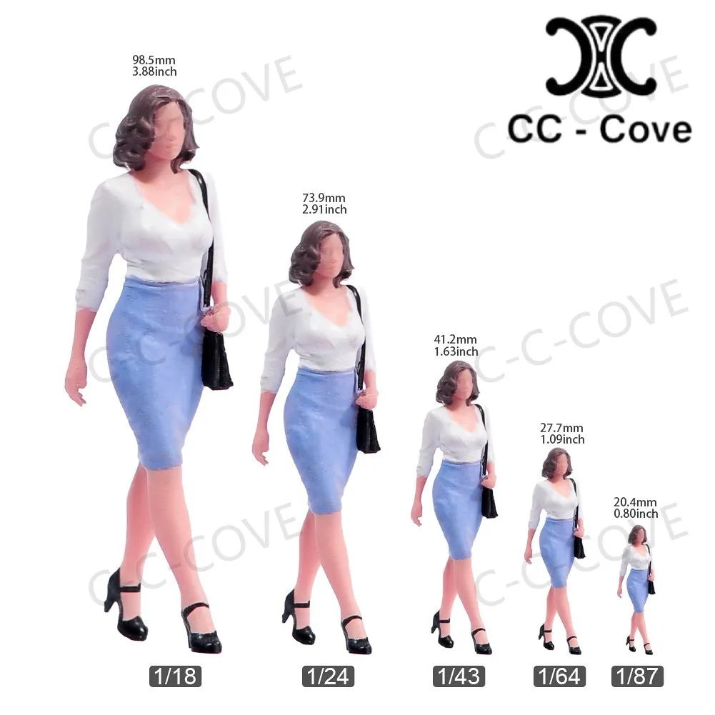 رسمت المنمنمات1/18 1/24 1/43 1/64 1/87 فتاة فكرية ترتدي الأزرق الورك المعانقة تنورة نموذج لجسم اللعب عرض الديكور