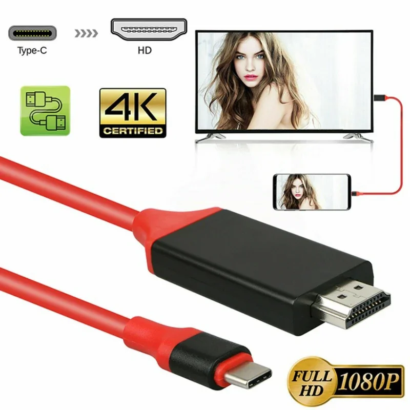 Cable adaptador 1080P Tipo C a HDMI, compatible con Samsung 4K, USB 3,1 C a HD, misma línea de pantalla para Macbook Pro, ChromeBook Pixel