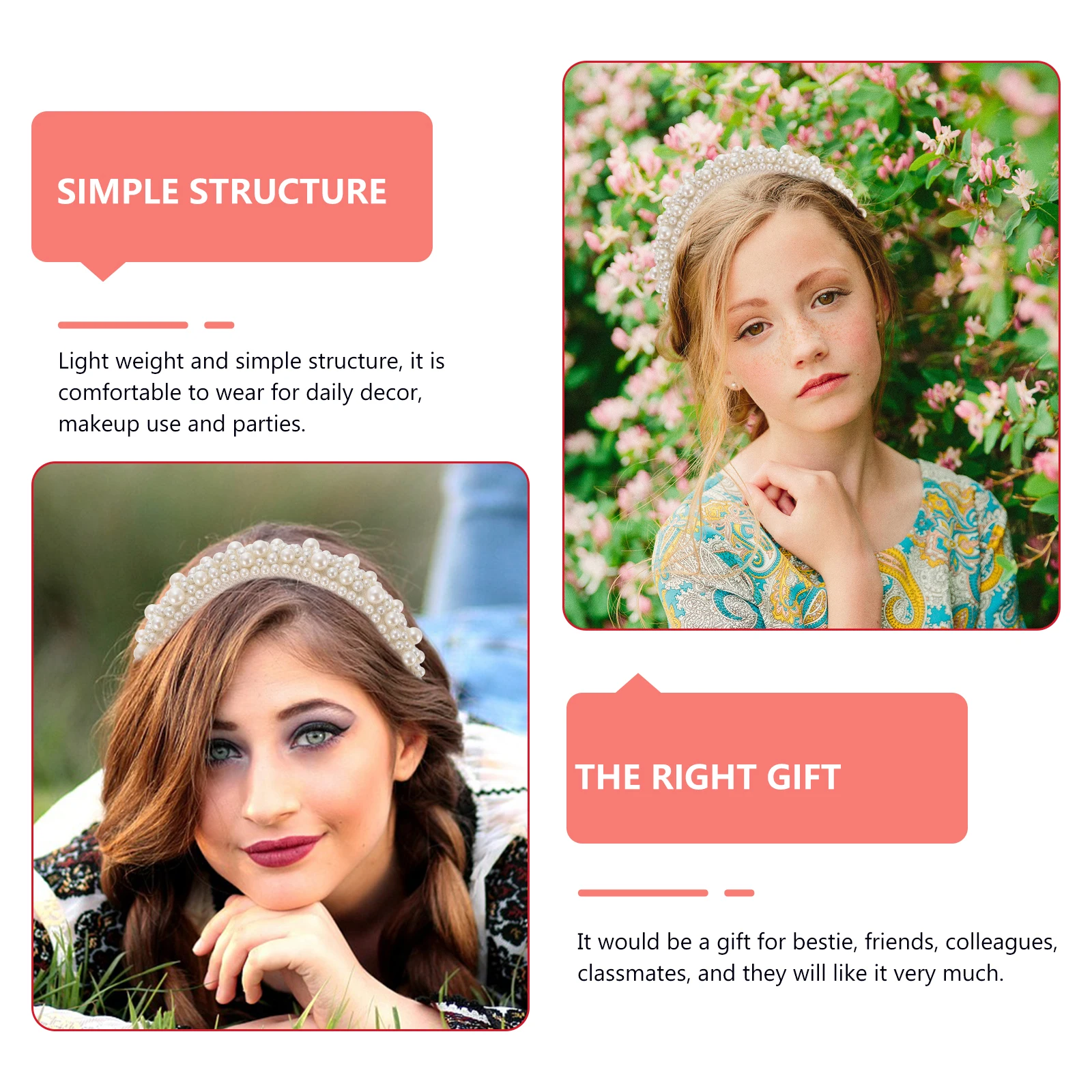 

Elegant Pearl Hairbands For Women Stylish Baroque Sponge Headbands Retro Headdress Lightweight Comfortable Band Chic