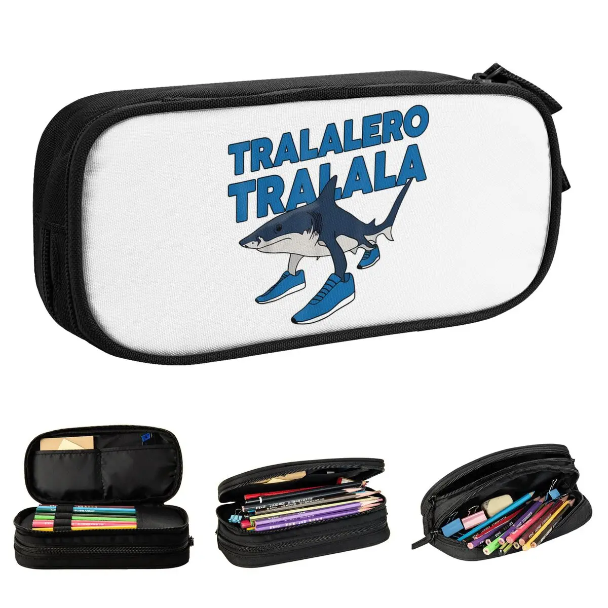 

Tralalero Tralala пенал итальянский Brainrot Meme ручка пеналы для студентов большая вместимость офисные пеналы на молнии