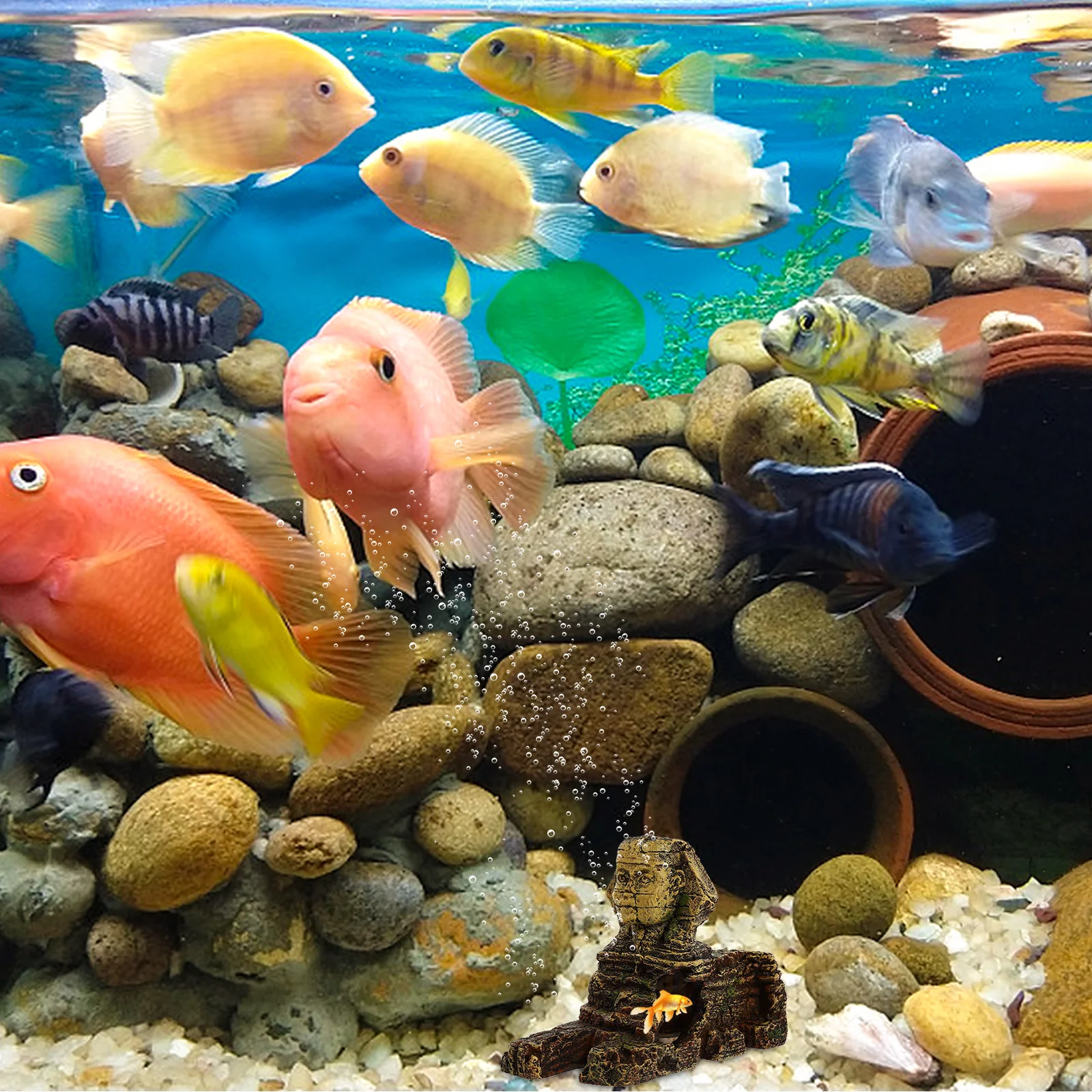 

1Pcs Aquarium Decoration Sphinx Statue Realistic Fish Tank Landscaping Safe Resin Material Ornament Aquarium Decoration