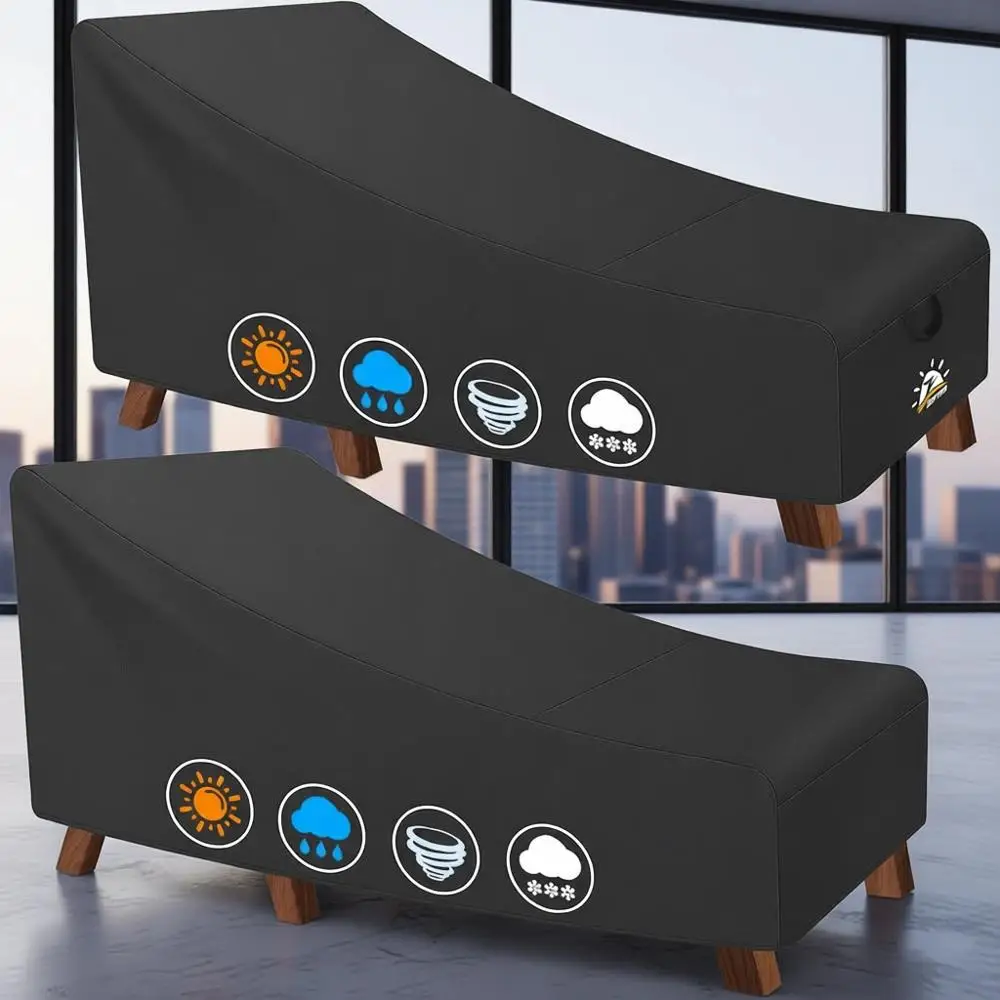 

2-Pack Weatherproof Outdoor Chaise Lounge Covers, 600D Durable Patio Seat Covers, 84x32x32