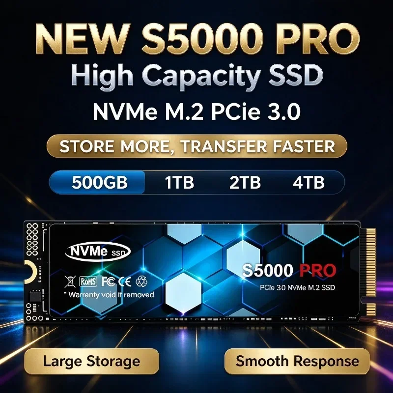 S5000 PRO M.2 SSD M2 SSD PCIe 3.0 Hard Disk 500GB 1TB 2TB 4TB NVMe  Internal Solid State Drive For Laptop Desktop PC