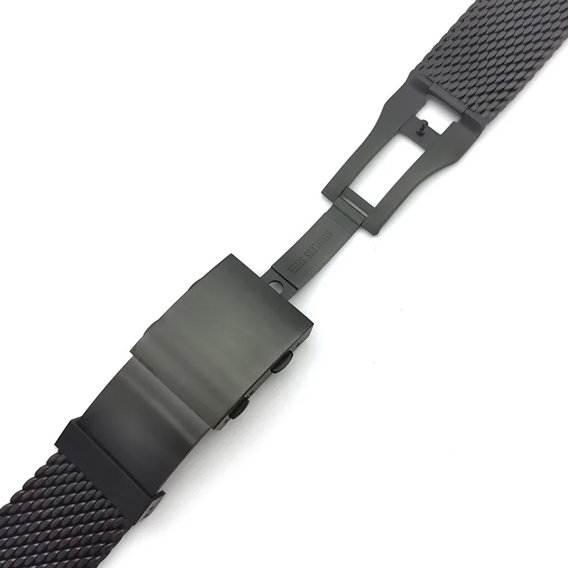 22mm Milanese Stainless Steel Mesh Watchband for IWC Omega Seiko Samsung Watch High-end Metal Watch Bracelet Folding Clasp