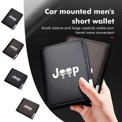 Car Logo Wallets Classic Short Genuine Leather Men Card Holder For Jeep Patriot Renegade Wrangler JK JL Liberty Trailhawk