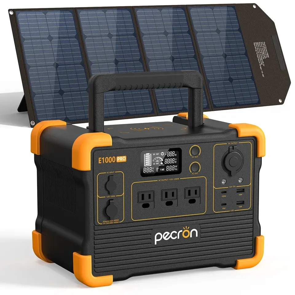 PECRON 192000mAh 1200W 1500W Emergency Portable Power Station, Superior FascCharge Solar Powered Generator, Solar Energy System