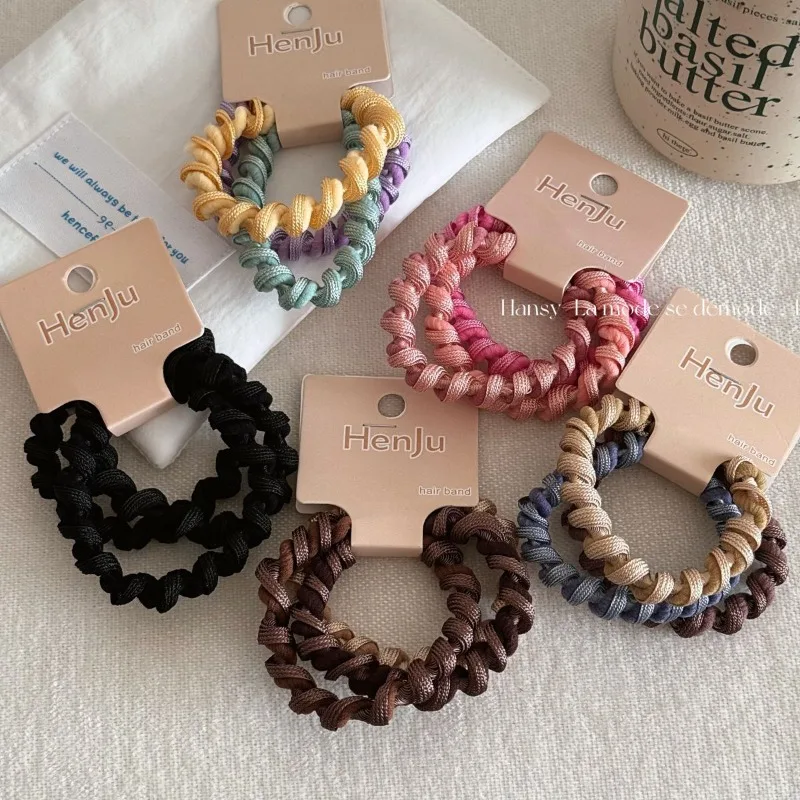 

High Elastic Hair Bands No Hair Damage Threaded Fabric Ponytail Rope New Hair Accessories Set