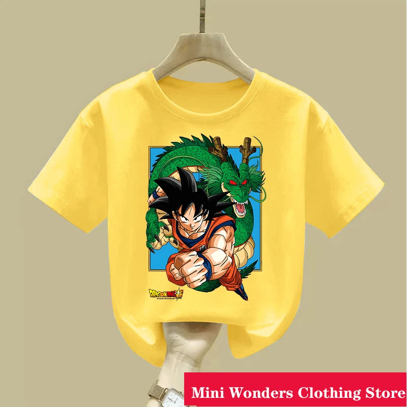 Dragon Ball Z Goku Kinder-T-Shirt, kurzärmliges T-Shirt mit Anime-Aufdruck, perfekt für Anime-Fans. Sommerliches, lässiges Baumwoll-T-Shirt – Detail 7