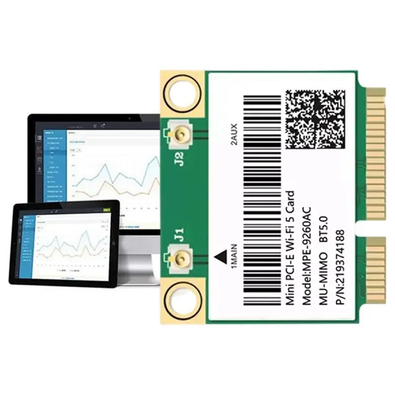 AU61-MINI Pcie Wireless Network Card Adapter 9260AC Wifi Card 2033M 2.4G/5G Dual-Band Gigabit Bluetooth 5.0 Minipcie