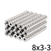 10/20Pcs 8x3-3 Strong Magnet 8mm X 3mm Hole 3mm Magnetic Round Super Powerful Permanent Magnets Disc for Fridge, DIY