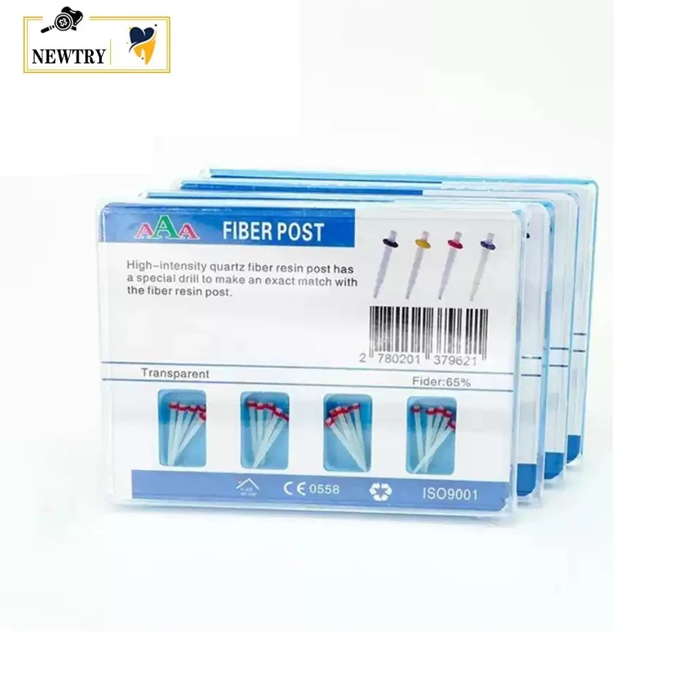 Dental Fiber Posts Kits With Drills Straight Screw Quartz Glass Fiber Resin Post Root Canal Pile Restorative Filling Materials