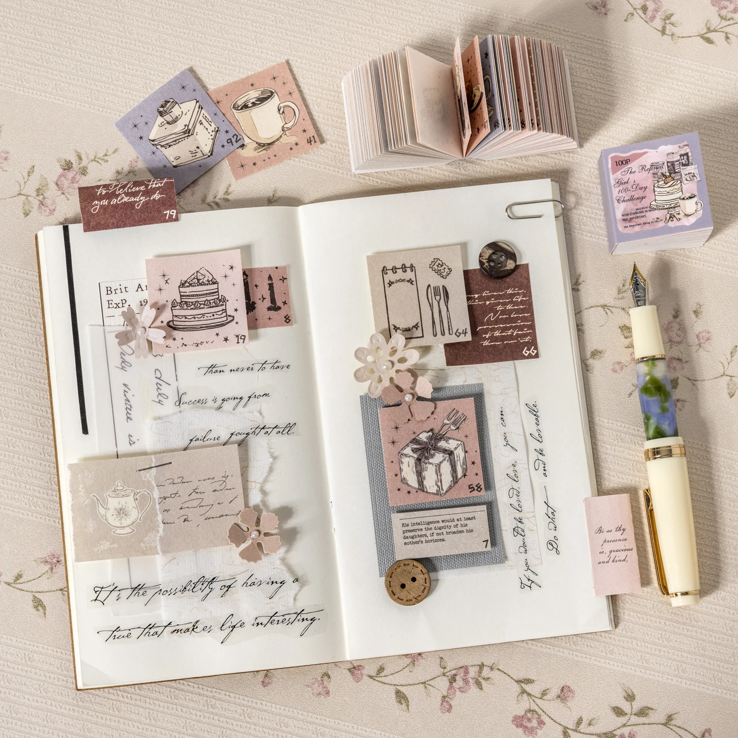 100 feuilles exquise fille 100 jours série vie créative Message mémo planificateur manuel bricolage Scrapbook esthétique artisanat papier