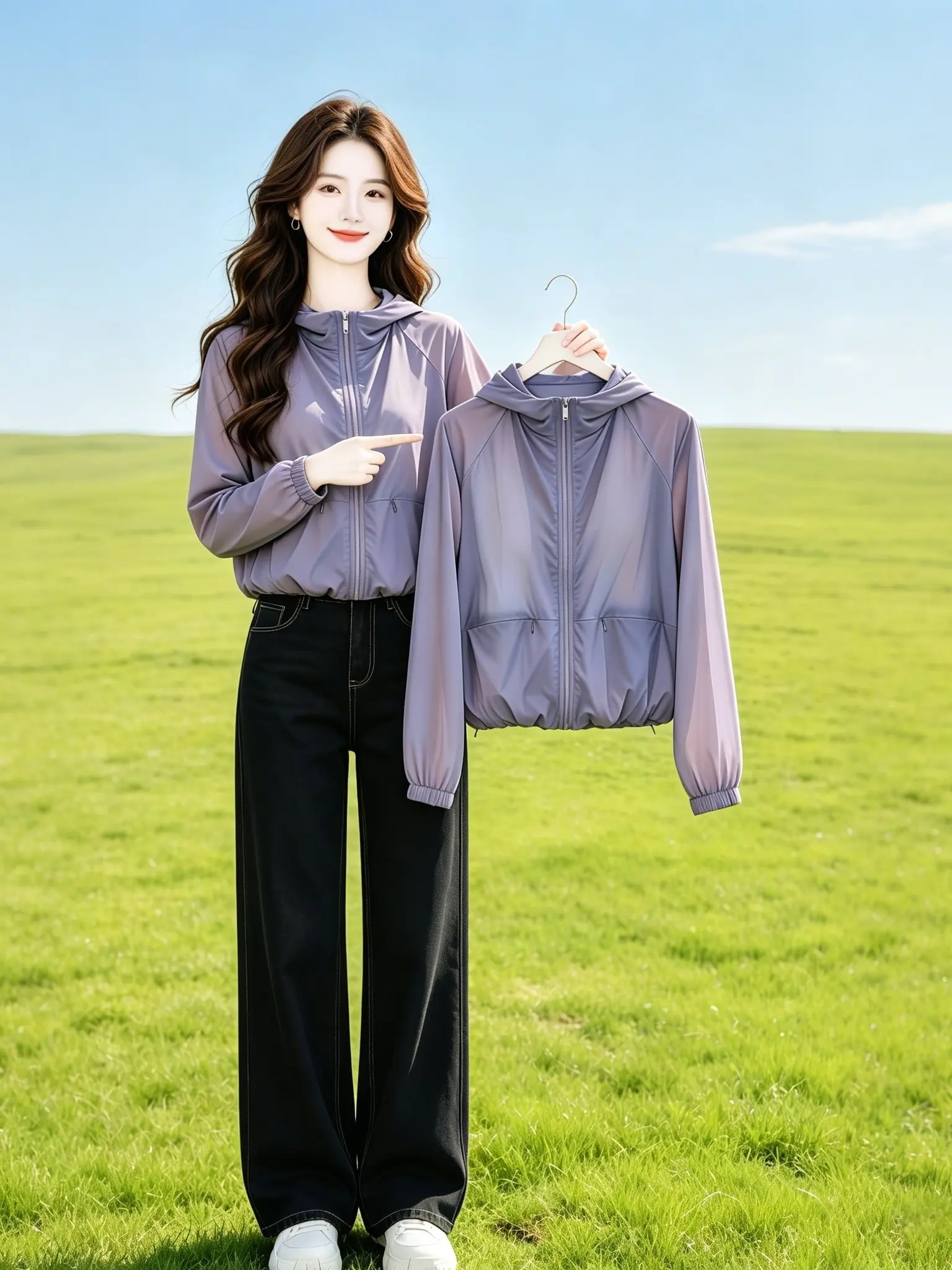 

Daily Commute Ladies Lightweight Breathable Hooded Slimming Outerwear Short Coat Thin Jacket Comfortable Fashionable Summer