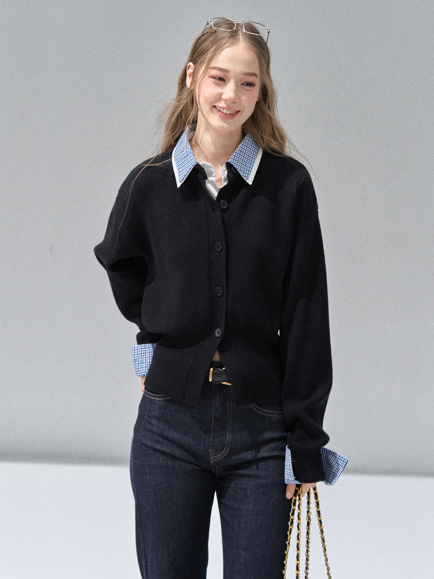 

RECOIN RC Women's Thiened ort Ne Sweater Waist-Cinching Knitted Top Casual Loose Fit Long Sve Autumn Cardigan