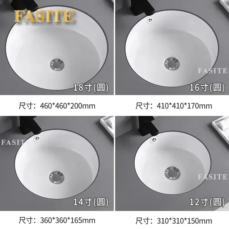 For Round Ceramic Under Counter Bathroom Basin Embedded Integrated Sink Modern Simple Design Durable Vanity Washbasin