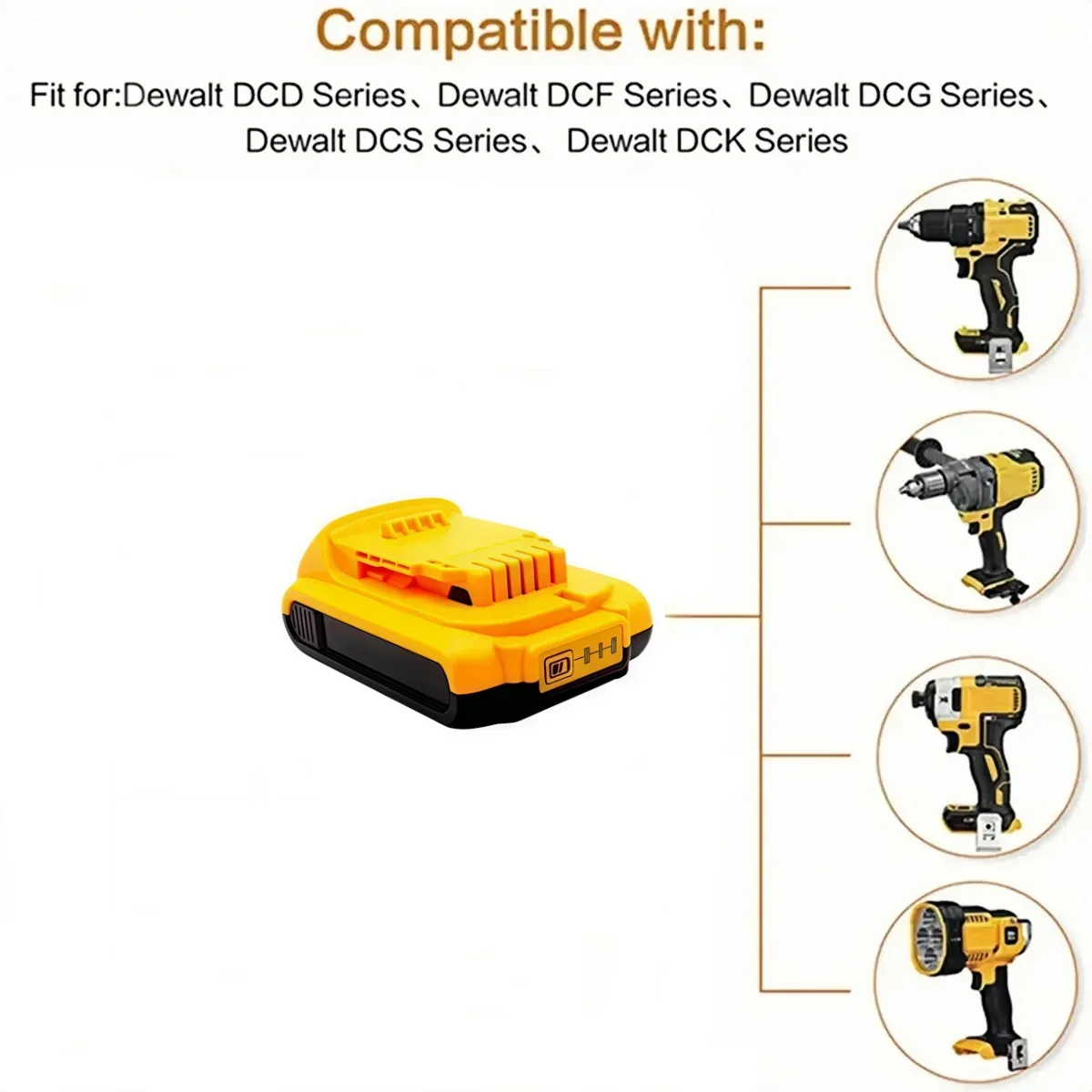 18V Dewai 3,0Ah-7,0Ah lithiová baterie pro elektrické nářadí, dobíjecí, vhodné pro modely DCB200- DCB203- DCB206- DCB205- DCB204 - náhled 6