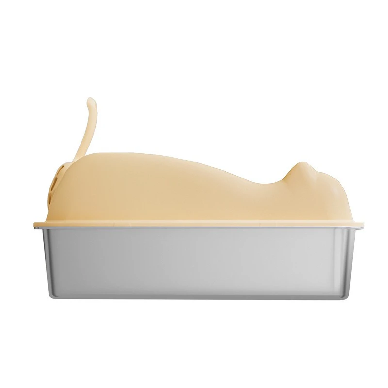 Self Cleaning Cat Litter Box Top Entry Stainless Steel Covered Anti Splash High Walls Extra Large Multi Ccat Toilet Household