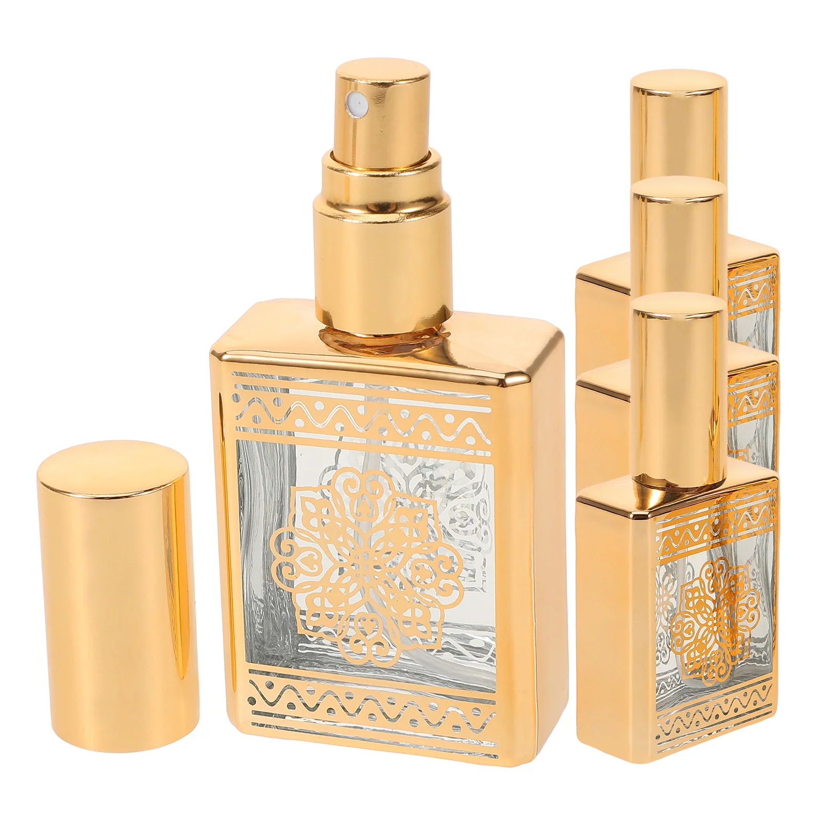 

4Pcs Glass Perfume Bottles Compact Spray Sub Bottles Leakproof Design for Perfume Makeup Water Essence Portable Liquid