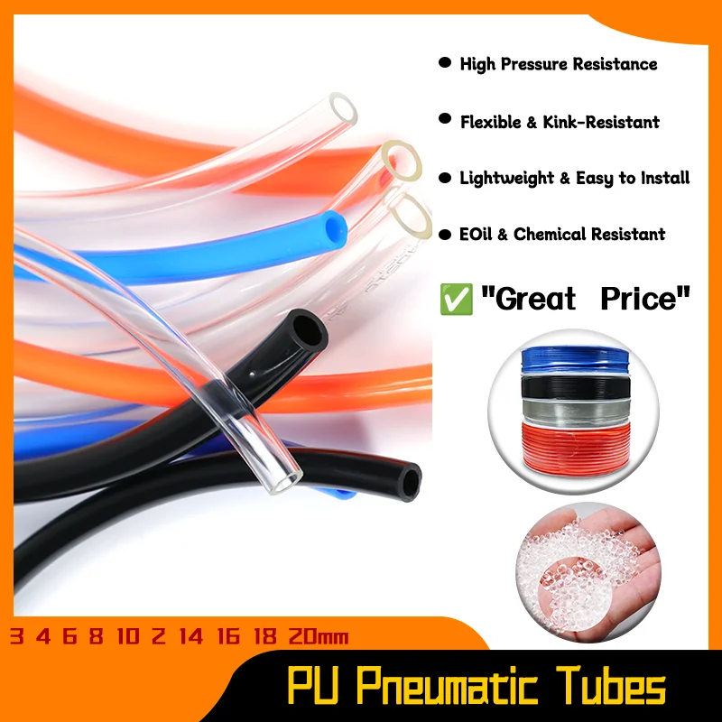 

PU Hose Pneumatic Tube OD 3mm 4mm 6mm 8mm 10mm 12mm 14mm 16mm 18mm 20mm Air Hose Polyurethane Pipe Air Component Hose 1~10m