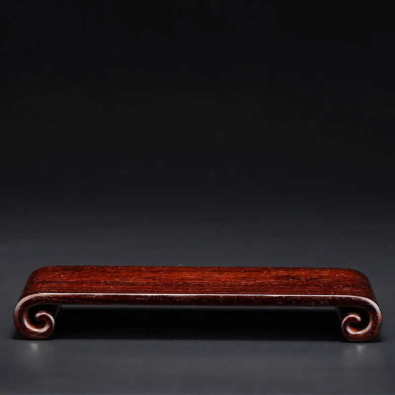 Ruyi pattern ornament base, rectangular mahogany handicraft stone bottom