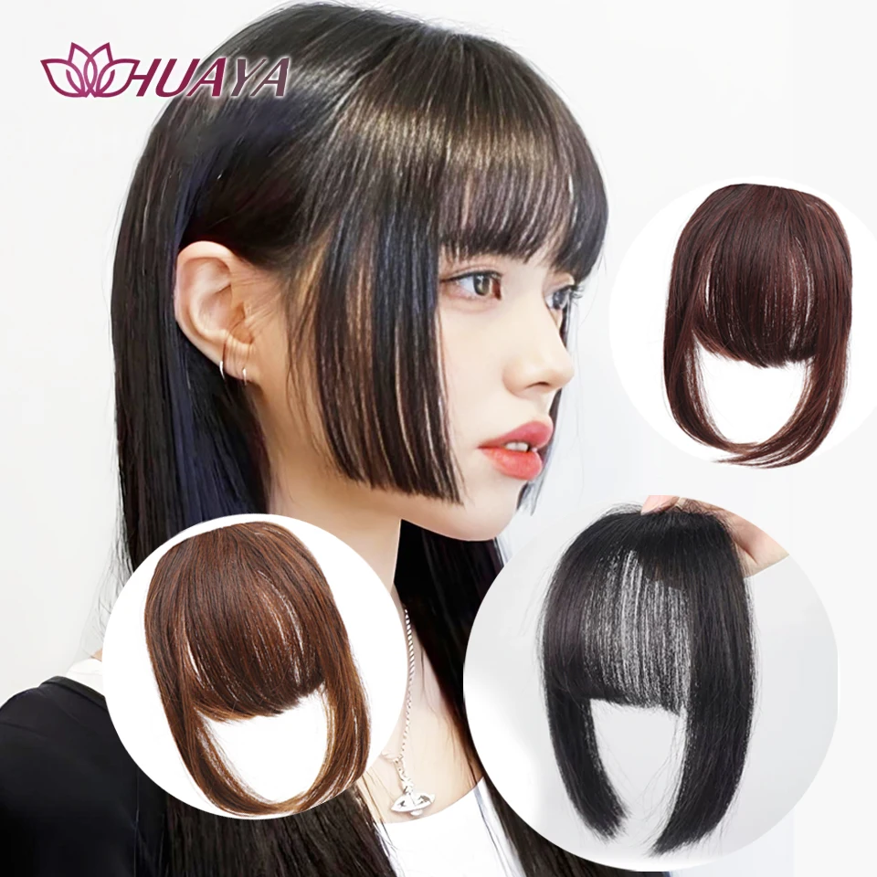 Flequillo sintético con clip, flequillo grueso para mujer, resistente al calor 4