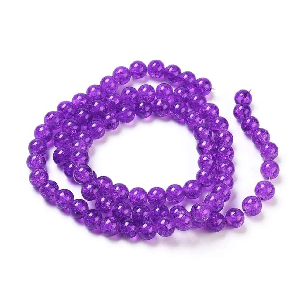 1Strand Crackle Glass Beads Strands Round Blue Violet 10mm Hole: 1.3~1.6mm about 80pcs/strand 31.4 inch