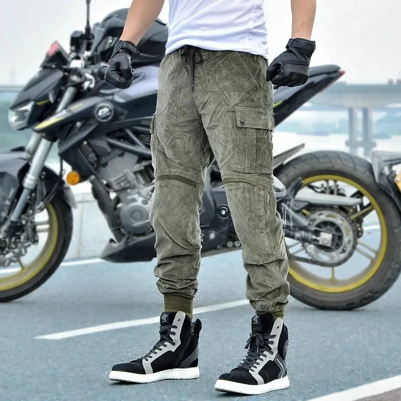 

Fashion Men Classic Stretch Corduroy Motorcycle Riding Jeans, Windproof Anti-Fall Wear & Tear Resistant Casual Biker Trousers