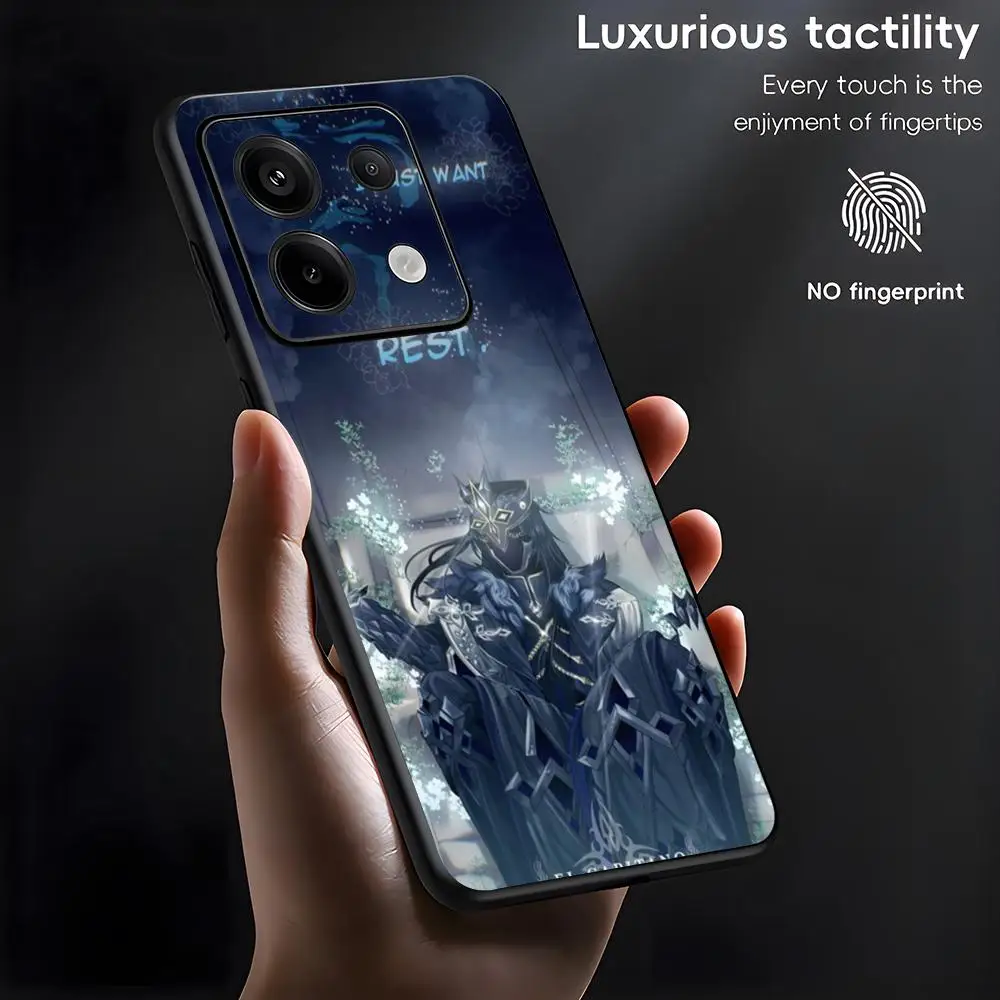 جراب هاتف Genshin Impact Capitano لهاتف Xiaomi Redmi Note 14 13 12 11 Pro Plus S 5G 14C A3 غطاء هاتف أسود ناعم