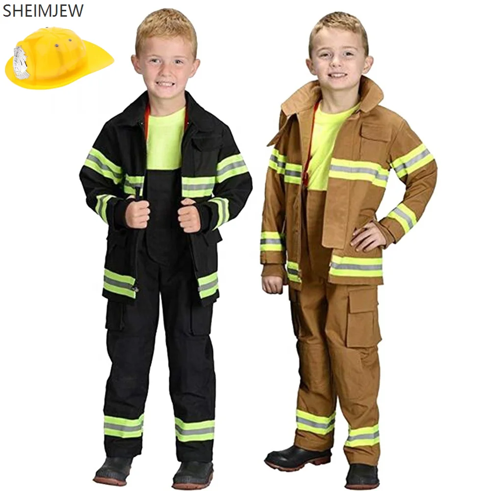 

Children's Firefighter Halloween Role Play Uniforms Children Sam Fire Character Overalls Set Boys Girls Performance Party Cost