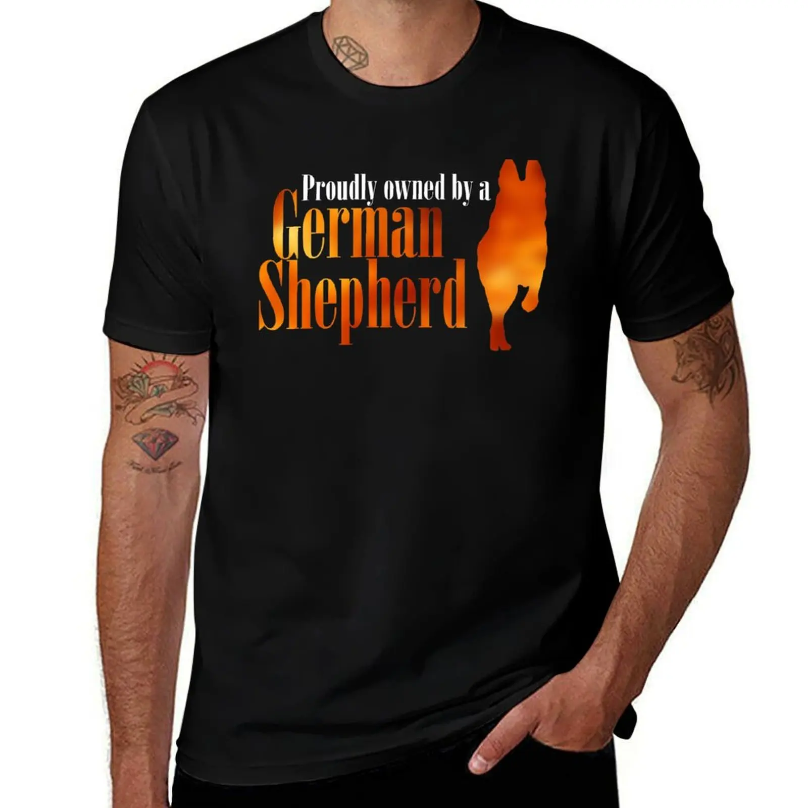 

Proudly Owned by a German Shepherd T-Shirt customs anime tshirt Luxury man men clothing