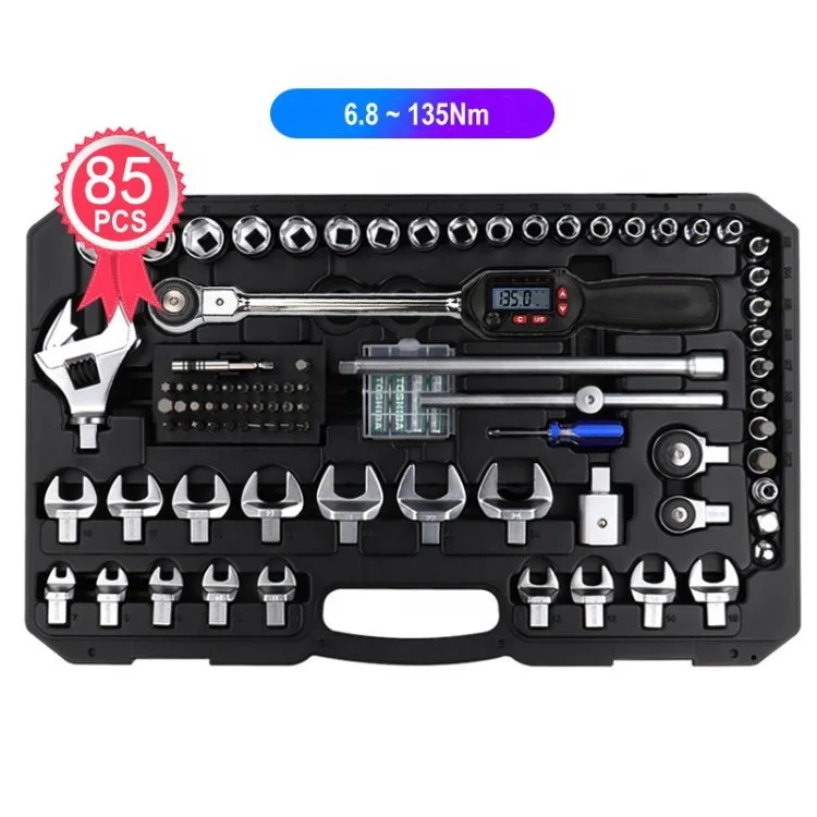 85 PCS, 9 x 12 MM Driver Interchangeable Digital Precision Torque Wrench Tool kits