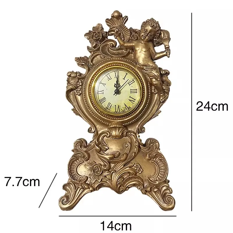 

Y Vintage forest French Baroque medieval style resin clock table decoration, aged ornament, angel relief decoration prop