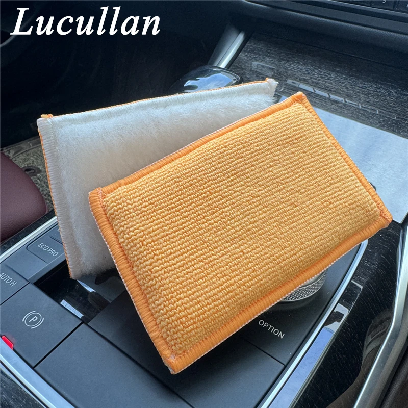 Lucullan White/Orange Scrub Ninja Interior Scrubbing Sponge  (5”x3”) Aggressive But Gentle Cleaning