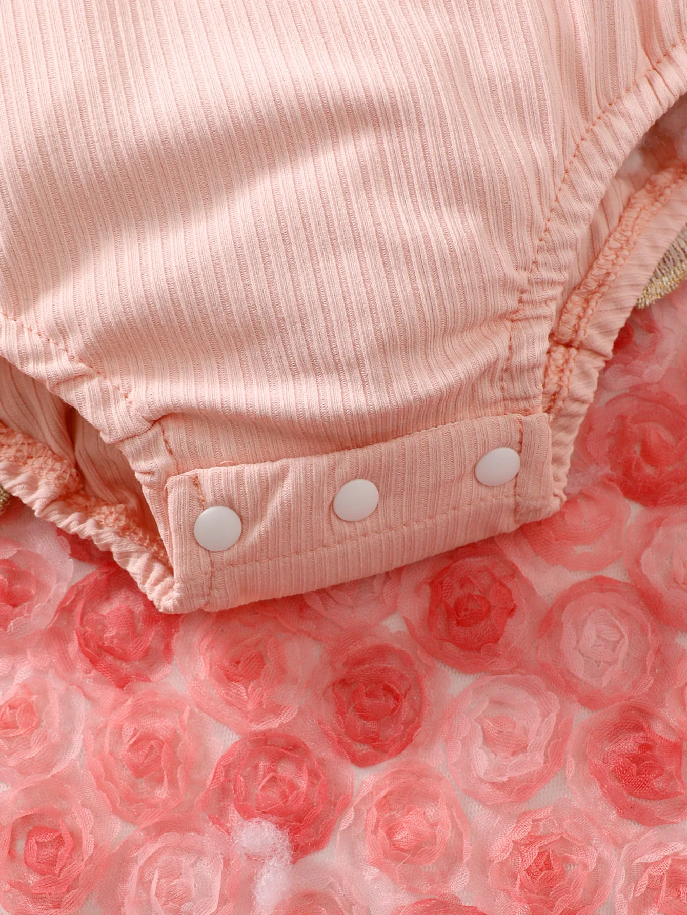 Newborn 3-24m Baby Girls Pink Square Collar Flying Sleeve Embroidery Mesh Small Skirt Triangle Onesie Cute And Sweet Ha Clothes