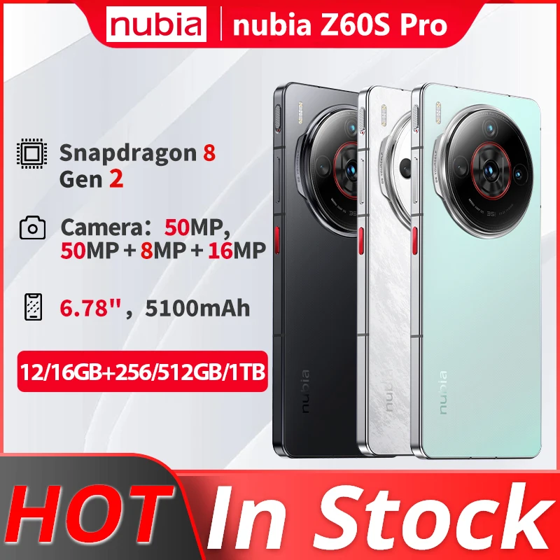 Nubia Z60S Pro 6,78 "Snapdragon 8 Gen 2 5100mAh Bateria 80W comunicação por satélite Modelo NX725J AI